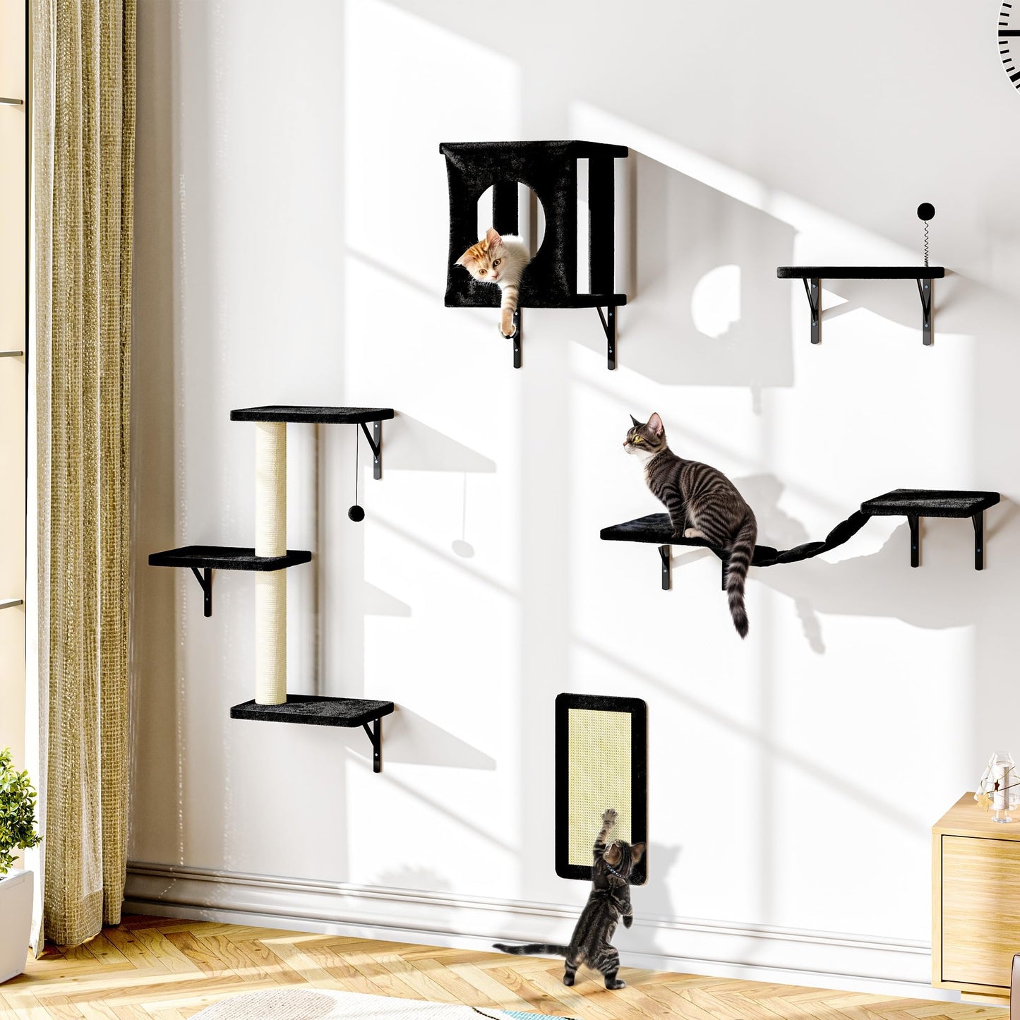 Wall Mounted Cat Climber Set Tree Bridge Steps Scratcher