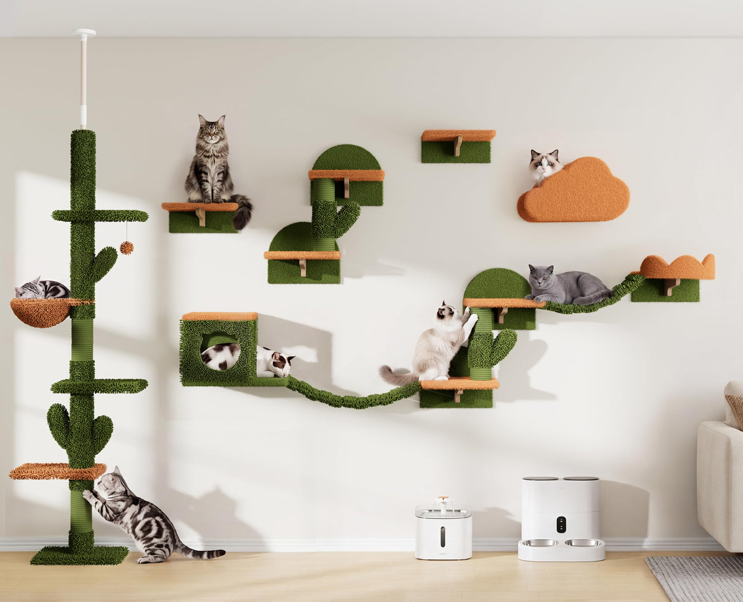 Wall Mounted Cat Shelves Furniture Set Plush Climbing Perches