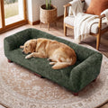 Oakvera Dog Couch Sofa for Large & Extra Large Dogs, Elevated Pet Bed with Legs, Button Tufted Chenille Dog Couch with Backrest and Armrests, Modern Indoor Dog Furniture
