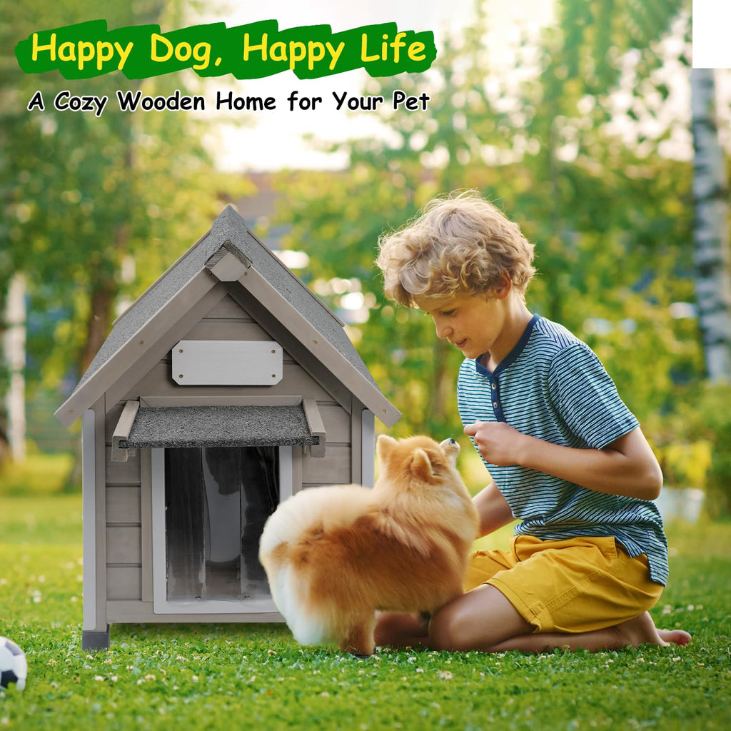 Dog House Outdoor Indoor Waterproof for Small Dog with Anti-Chewing Iron Frame, Raised Feet