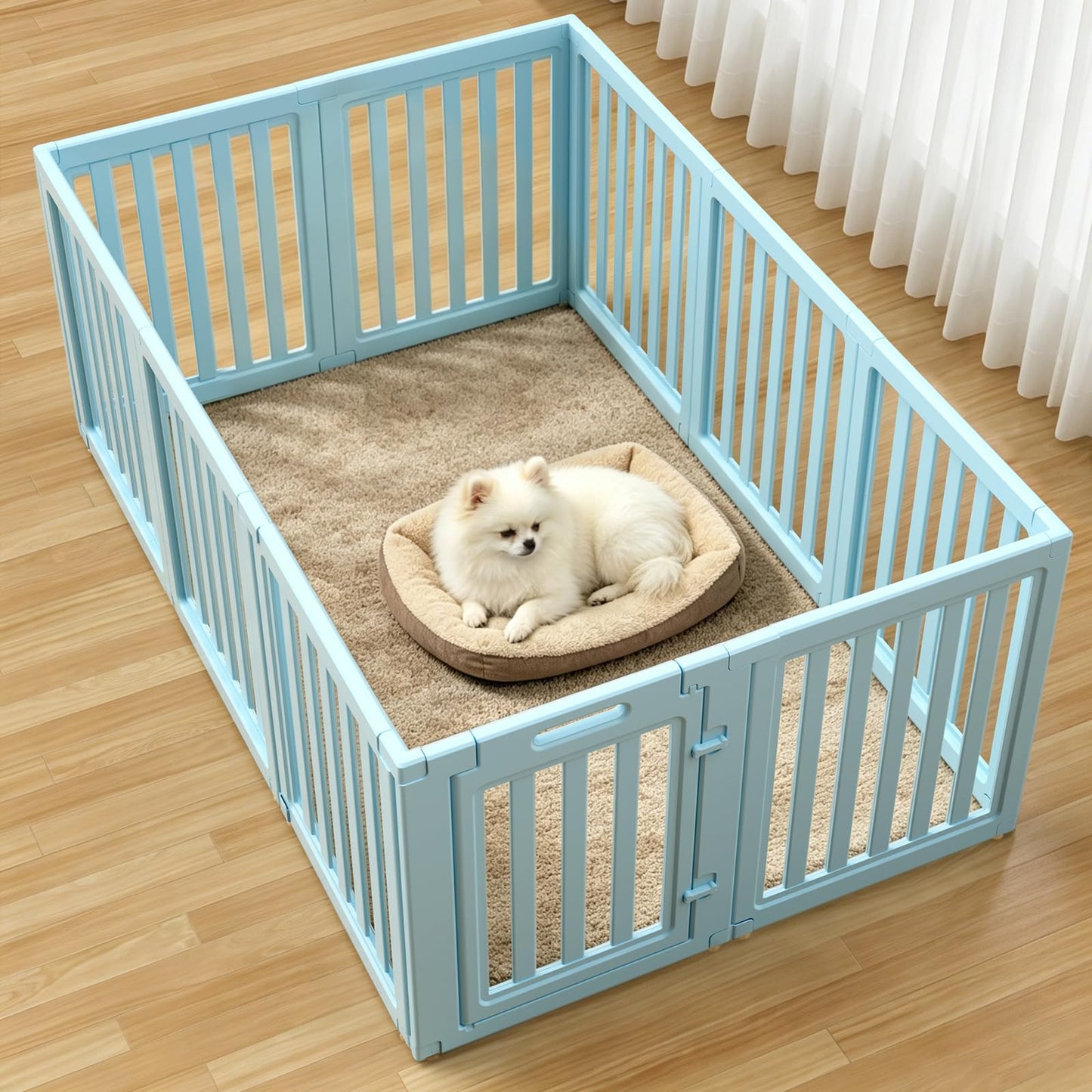 Clear Dog Playpen with Door Indoor Outdoor Puppy Pen Easy Clean