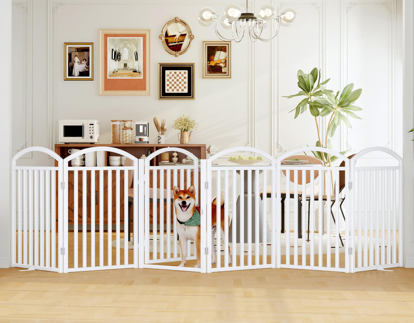 Foldable Dog Gate Freestanding Wide Pet Fence Door