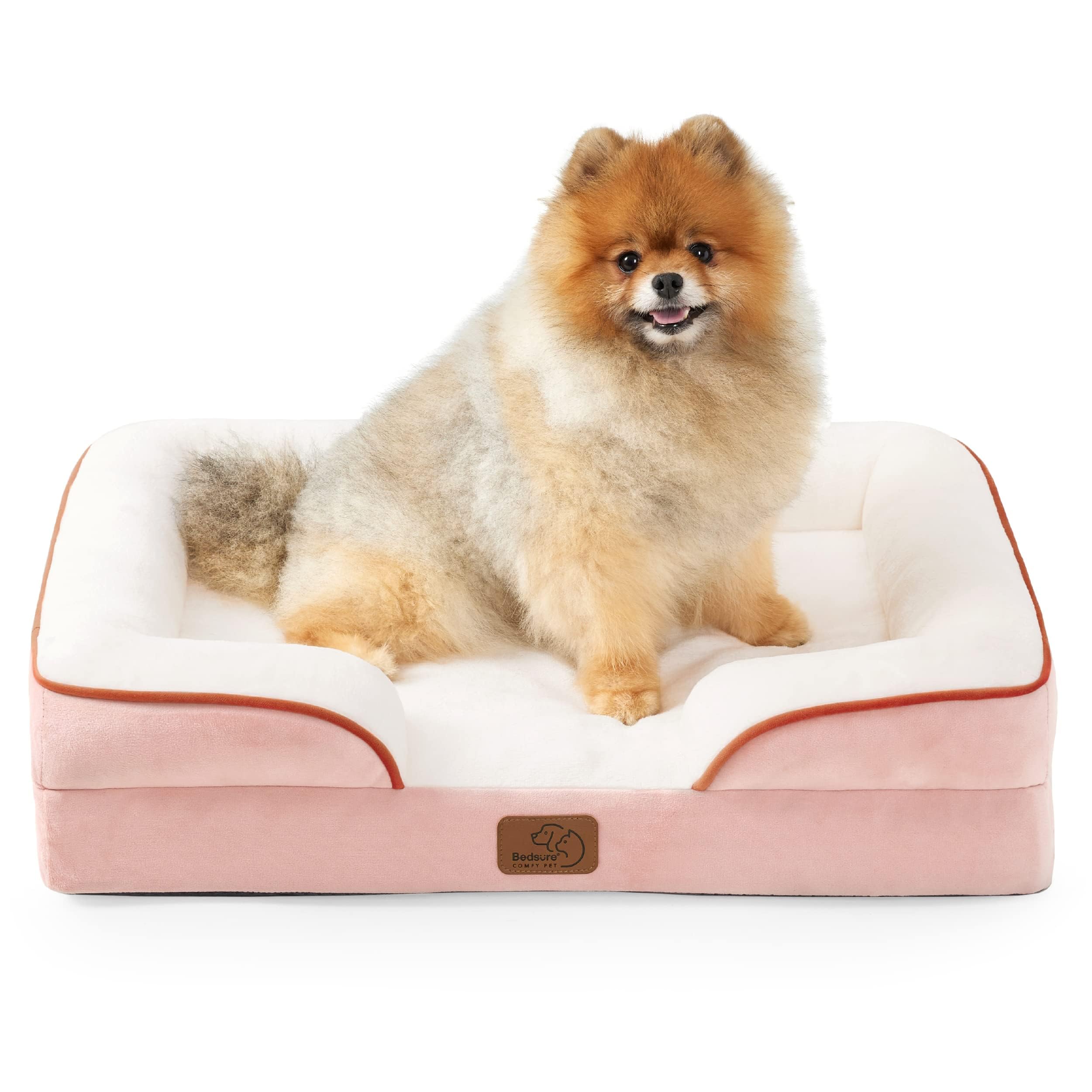 Bedsure Orthopedic Dog Bed - Washable Bolster Dog Cat Sofa Beds, Supportive Foam Pet Couch Bed with Removable Washable Cover, Waterproof Lining and Nonskid Bottom