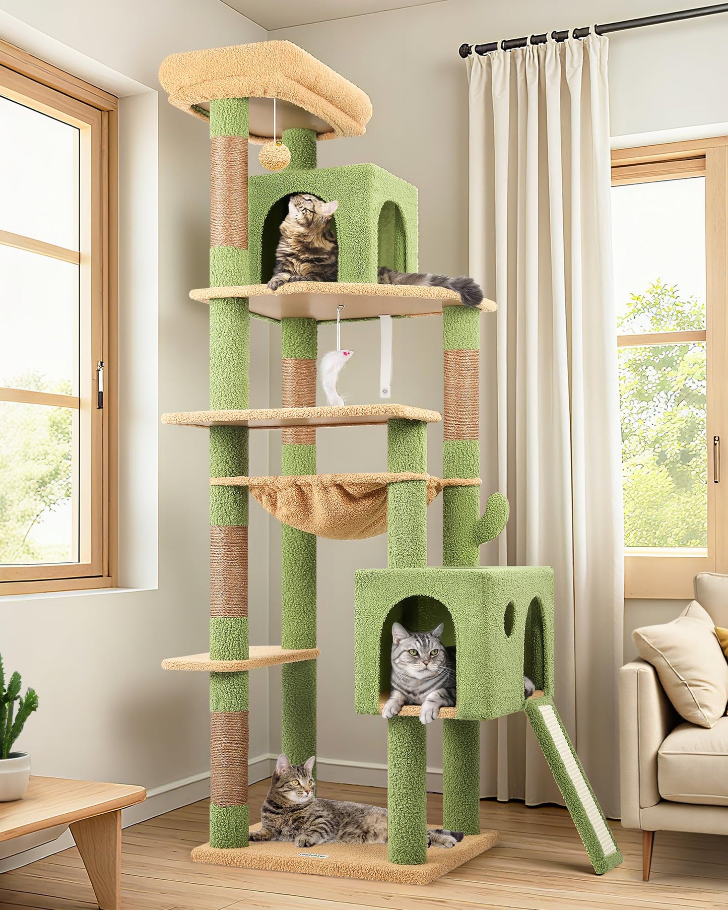 Heavy Duty Cat Tree Tower 70 Inch Scratching Post Hammock Condo