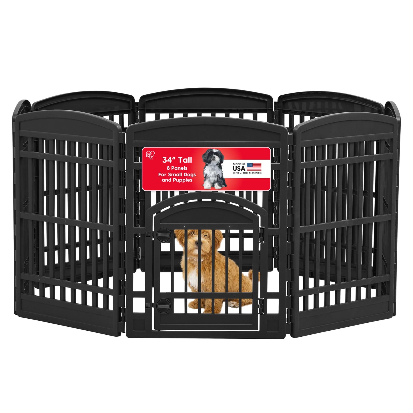 8 Panel Dog Playpen 34 Inch Tall Foldable Indoor Outdoor Enclosure