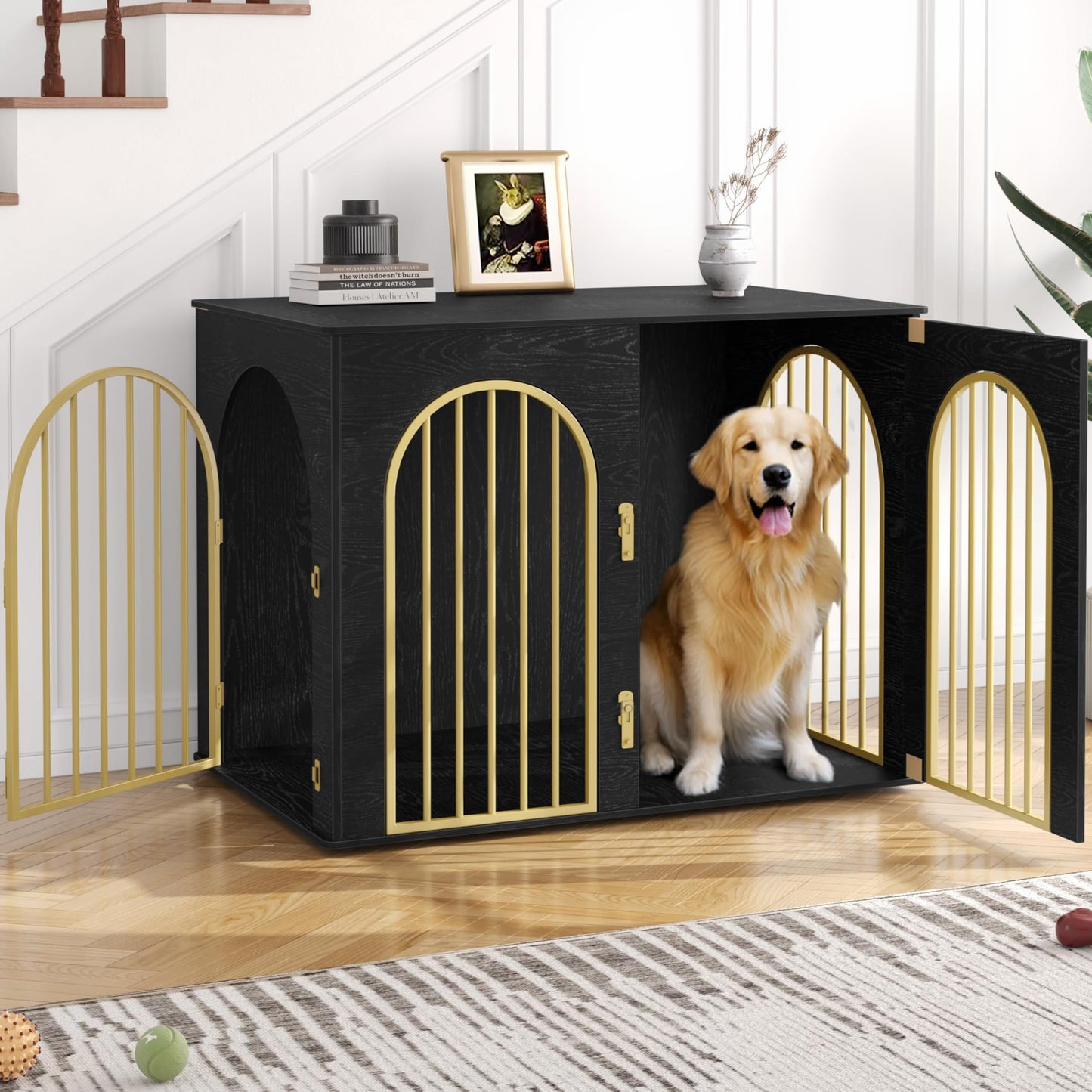 Wooden Dog Crate Furniture Indoor Kennel End Table TV Stand