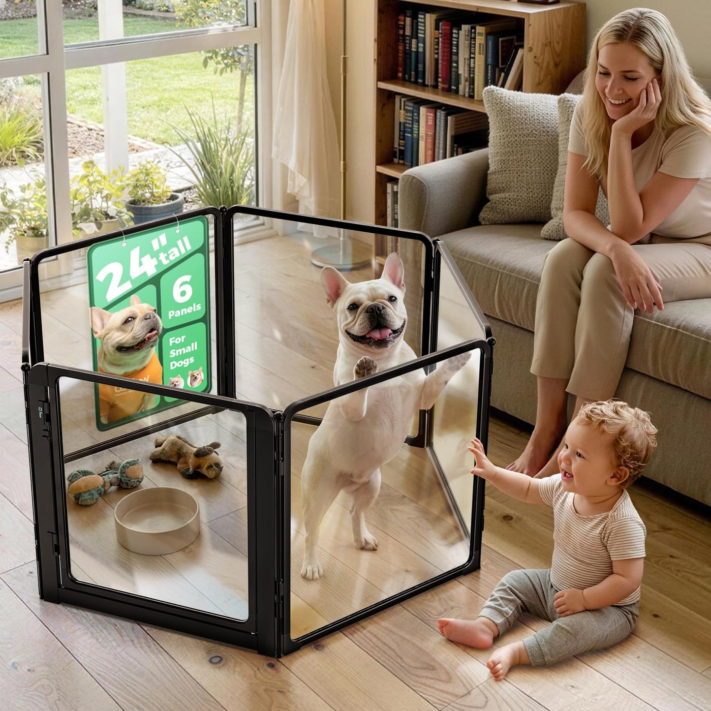 Acrylic Indoor Dog Playpen Metal Frame Heavy Duty Puppy Fence