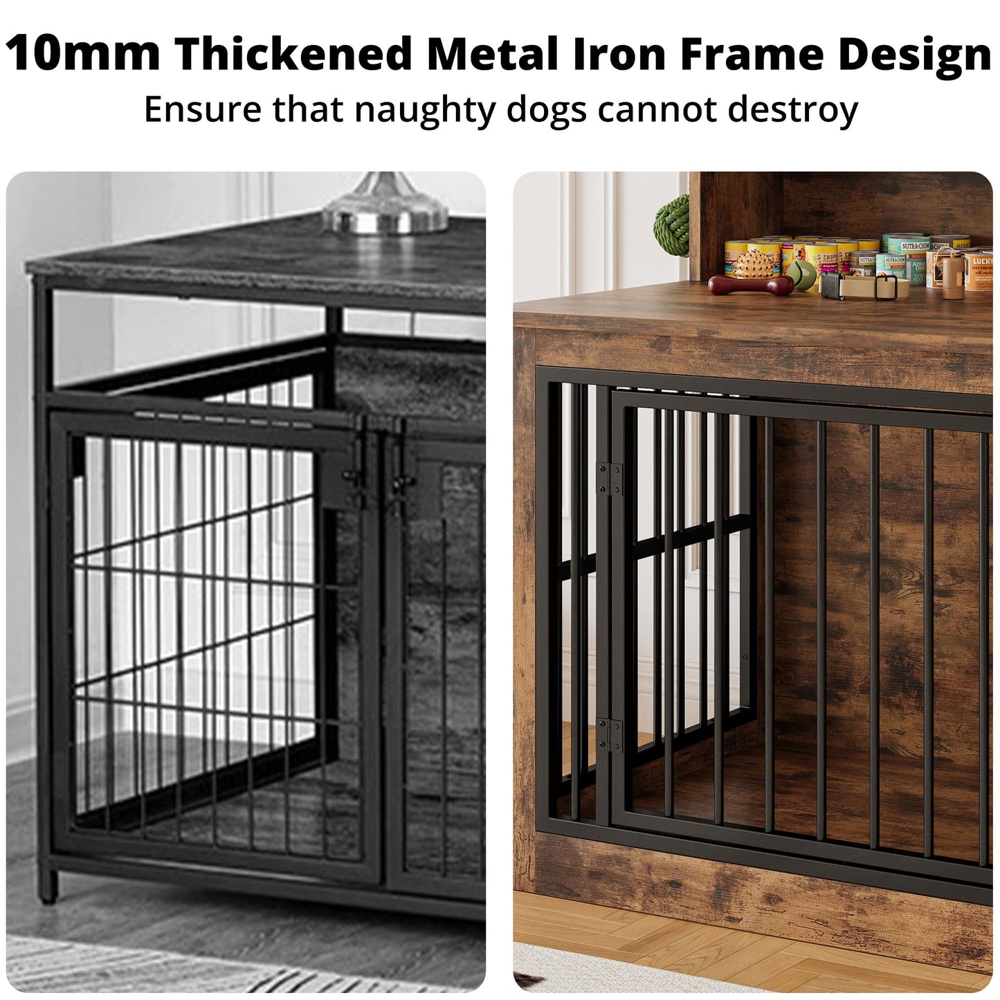 Large Dog Crate Furniture Wooden Storage Hooks Indoor Kennel
