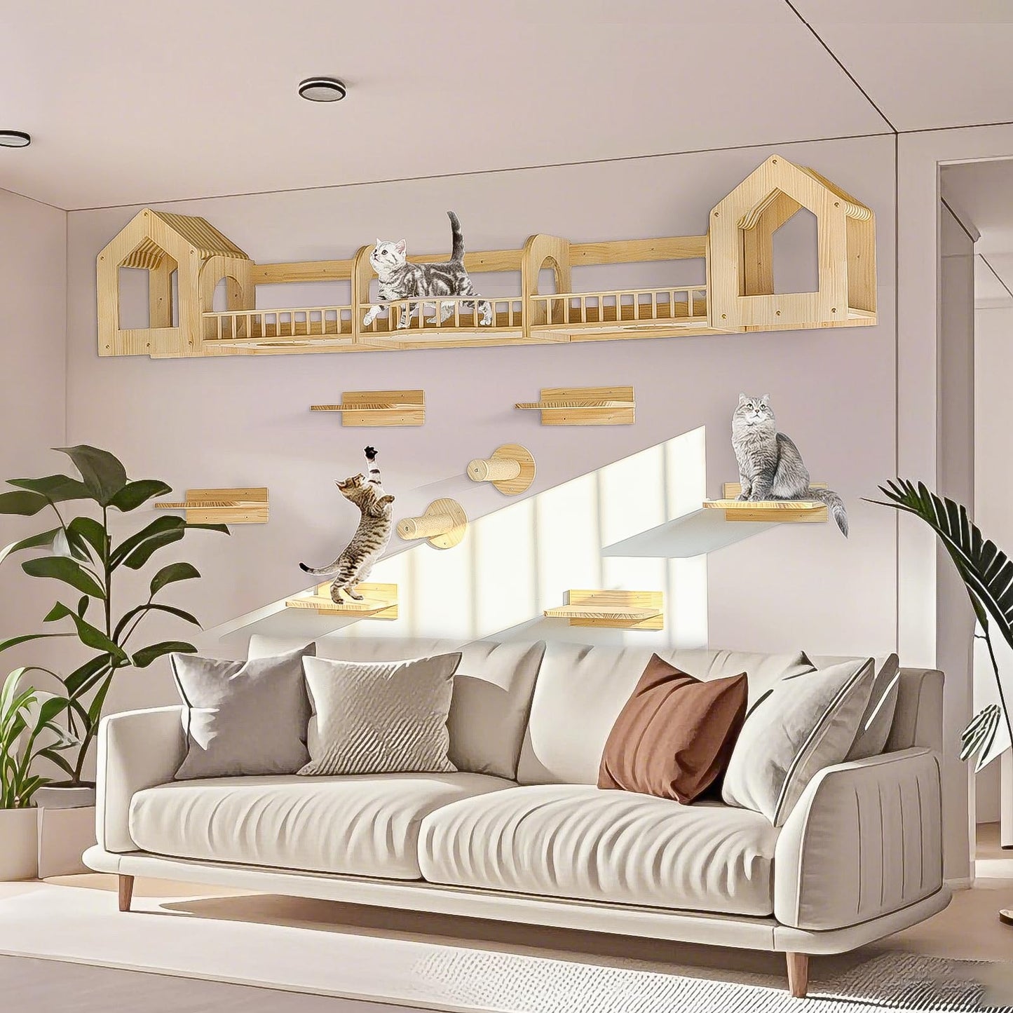 Cat Wall Shelves Furniture Set Condo Perch Bridge Scratcher