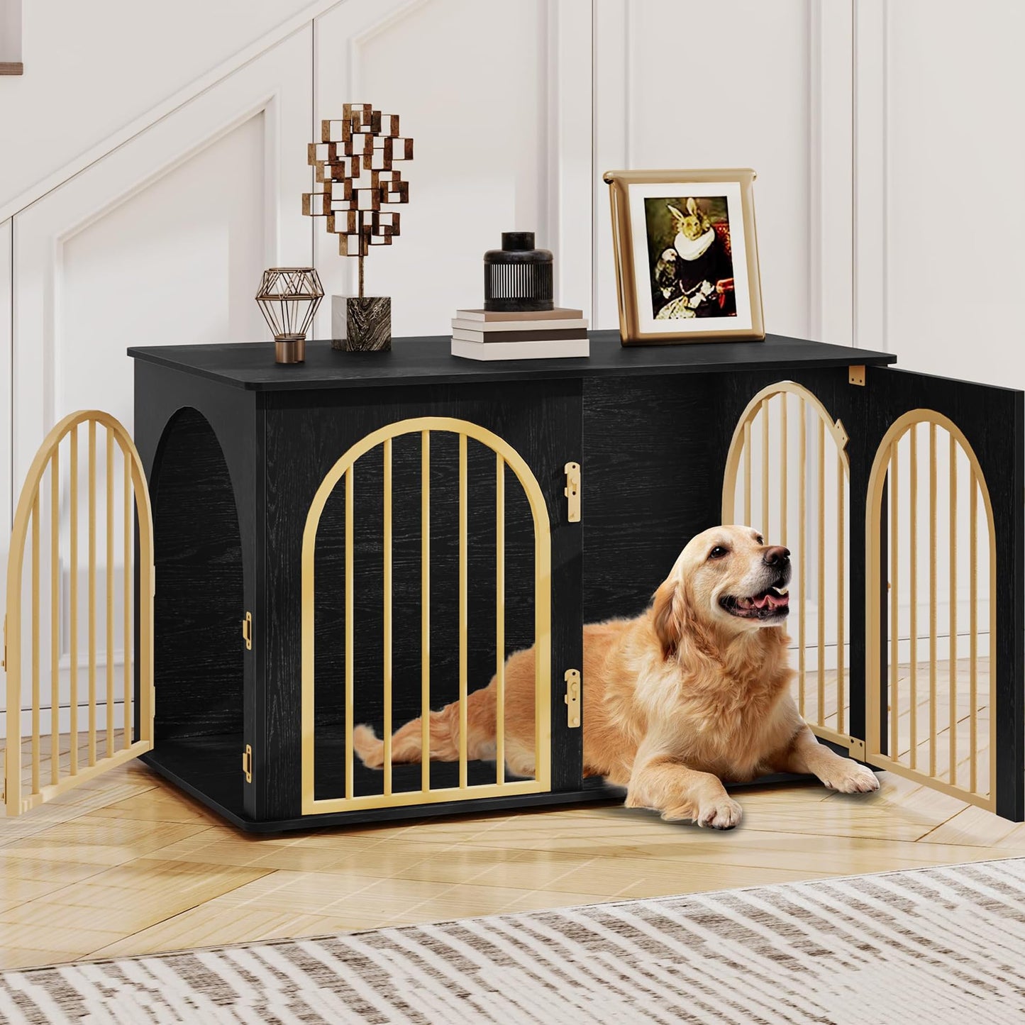 Wooden Dog Crate Furniture Indoor Kennel End Table TV Stand