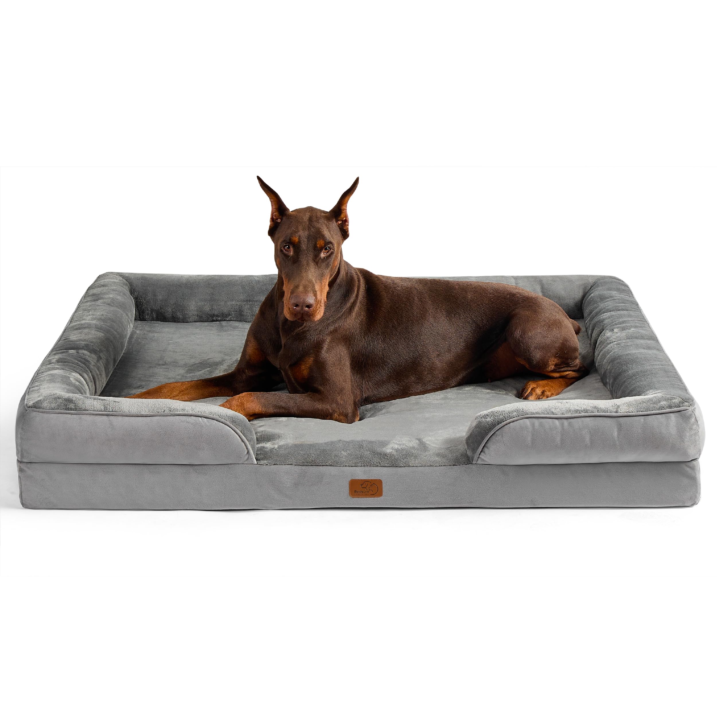 Bedsure Orthopedic Dog Bed - Washable Bolster Dog Cat Sofa Beds, Supportive Foam Pet Couch Bed with Removable Washable Cover, Waterproof Lining and Nonskid Bottom