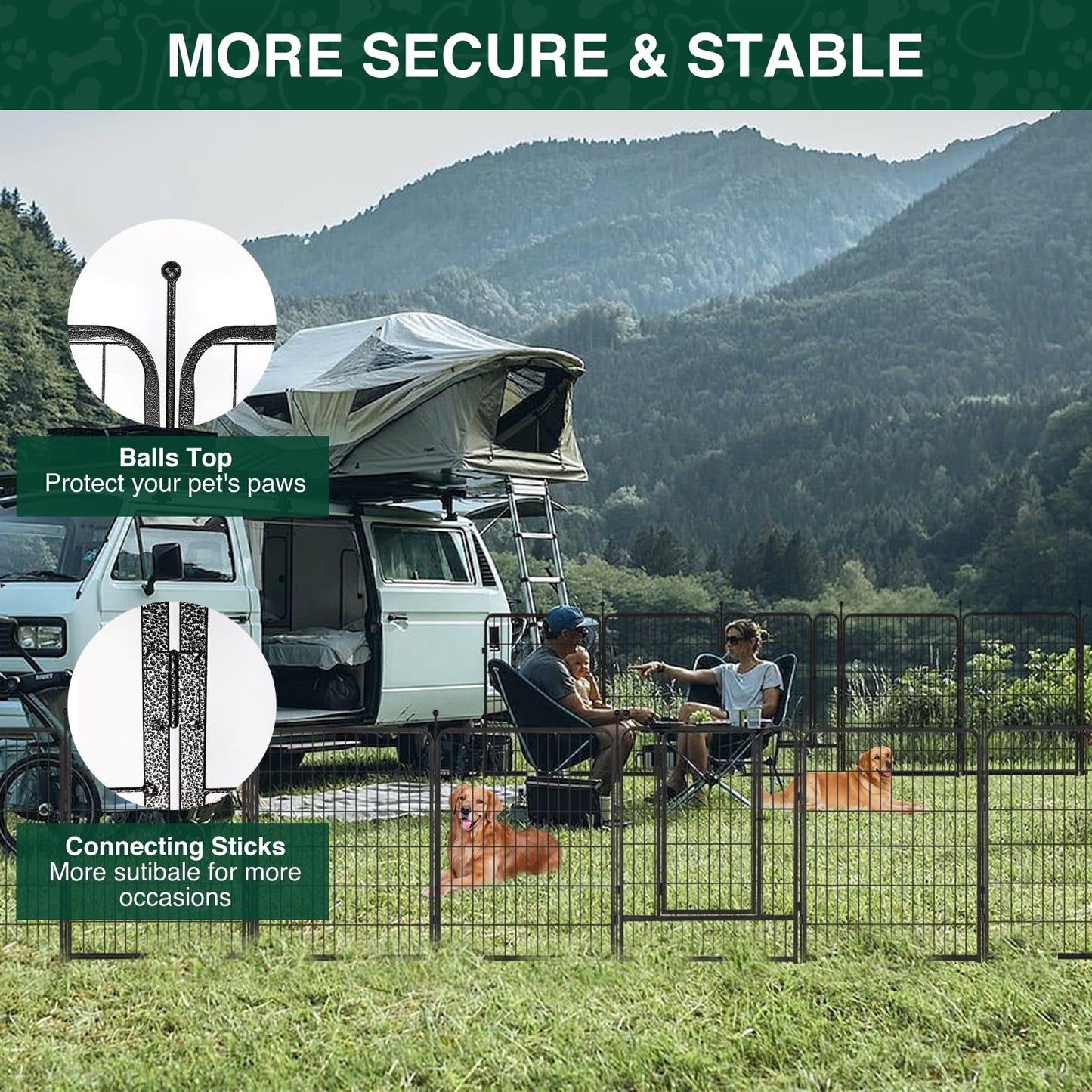 16 Panel Metal Dog Playpen Outdoor Fence with Gate Portable