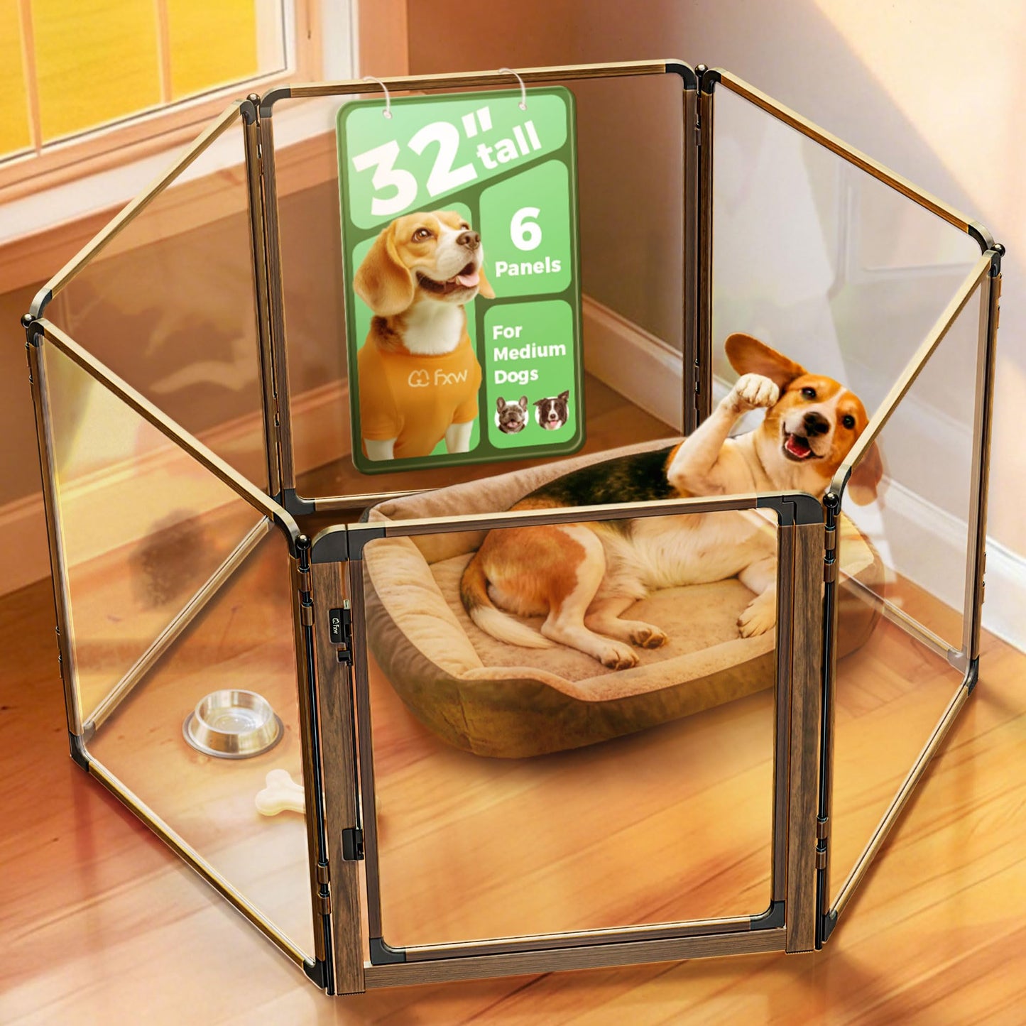 Acrylic Indoor Dog Playpen Metal Frame Heavy Duty Puppy Fence