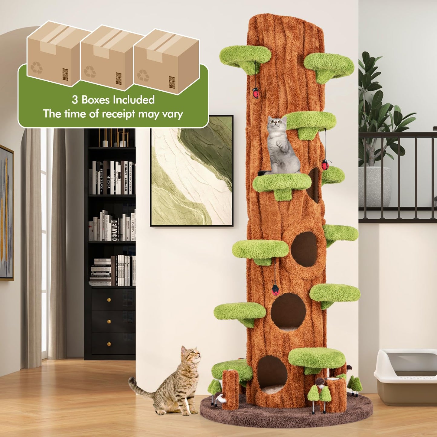 Tall Cat Tree Tower Sisal Scratching Condo Hanging Toys Indoor