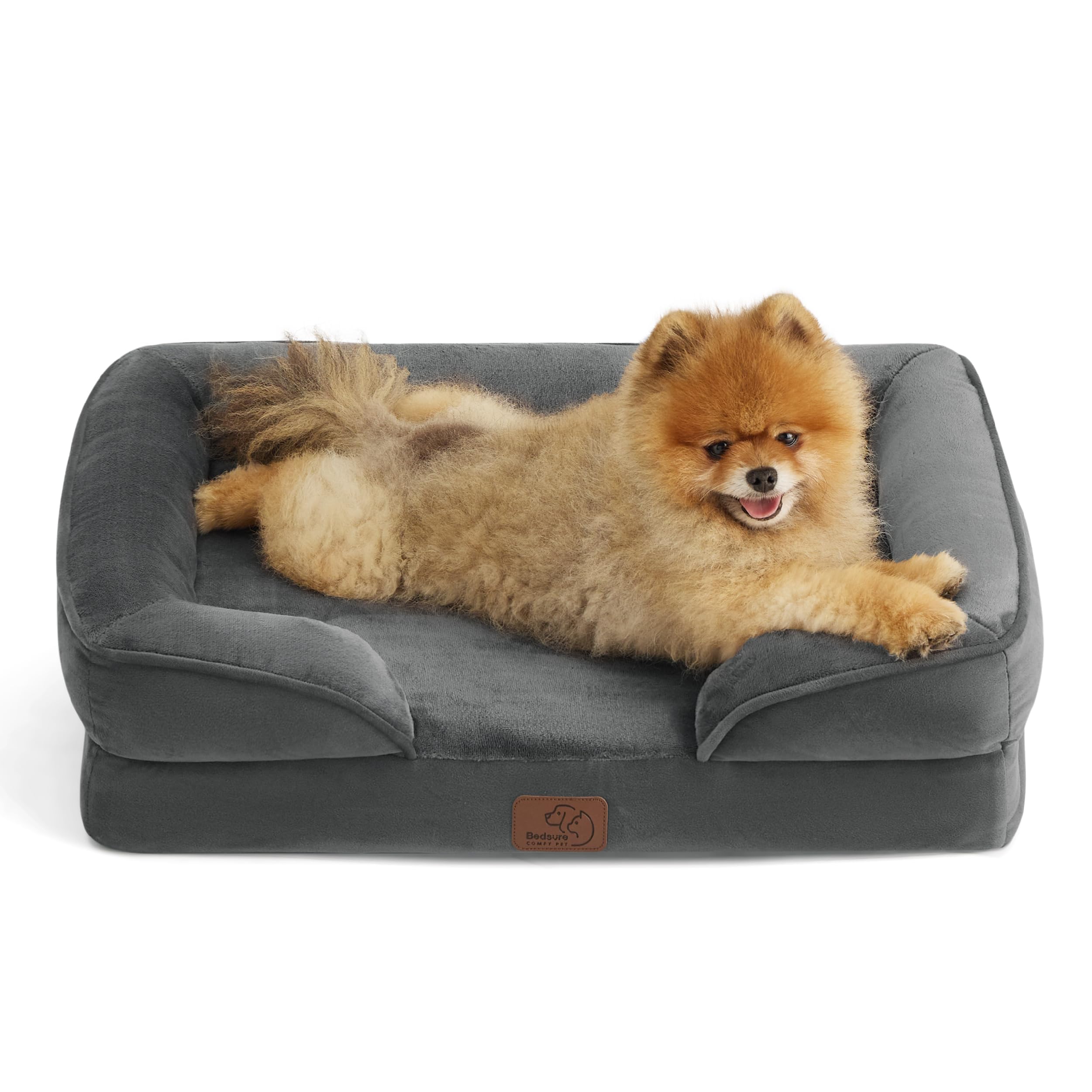 Bedsure Orthopedic Dog Bed - Washable Bolster Dog Cat Sofa Beds, Supportive Foam Pet Couch Bed with Removable Washable Cover, Waterproof Lining and Nonskid Bottom