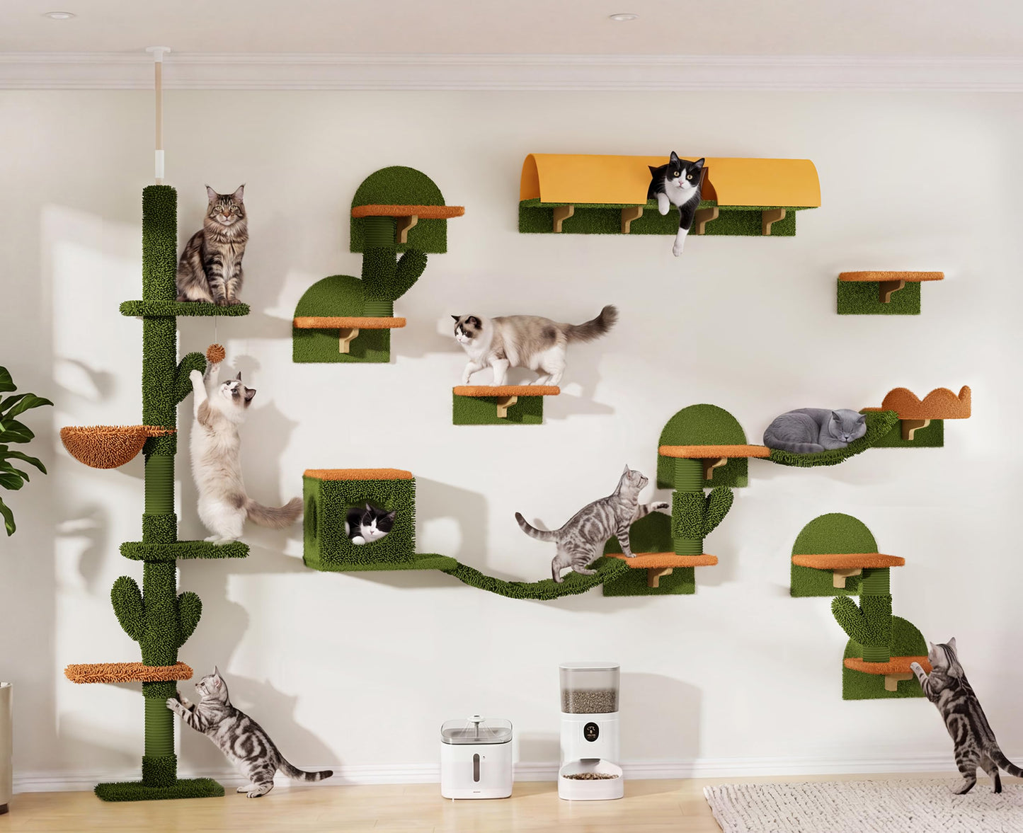 Wall Mounted Cat Shelves Furniture Set Plush Climbing Perches