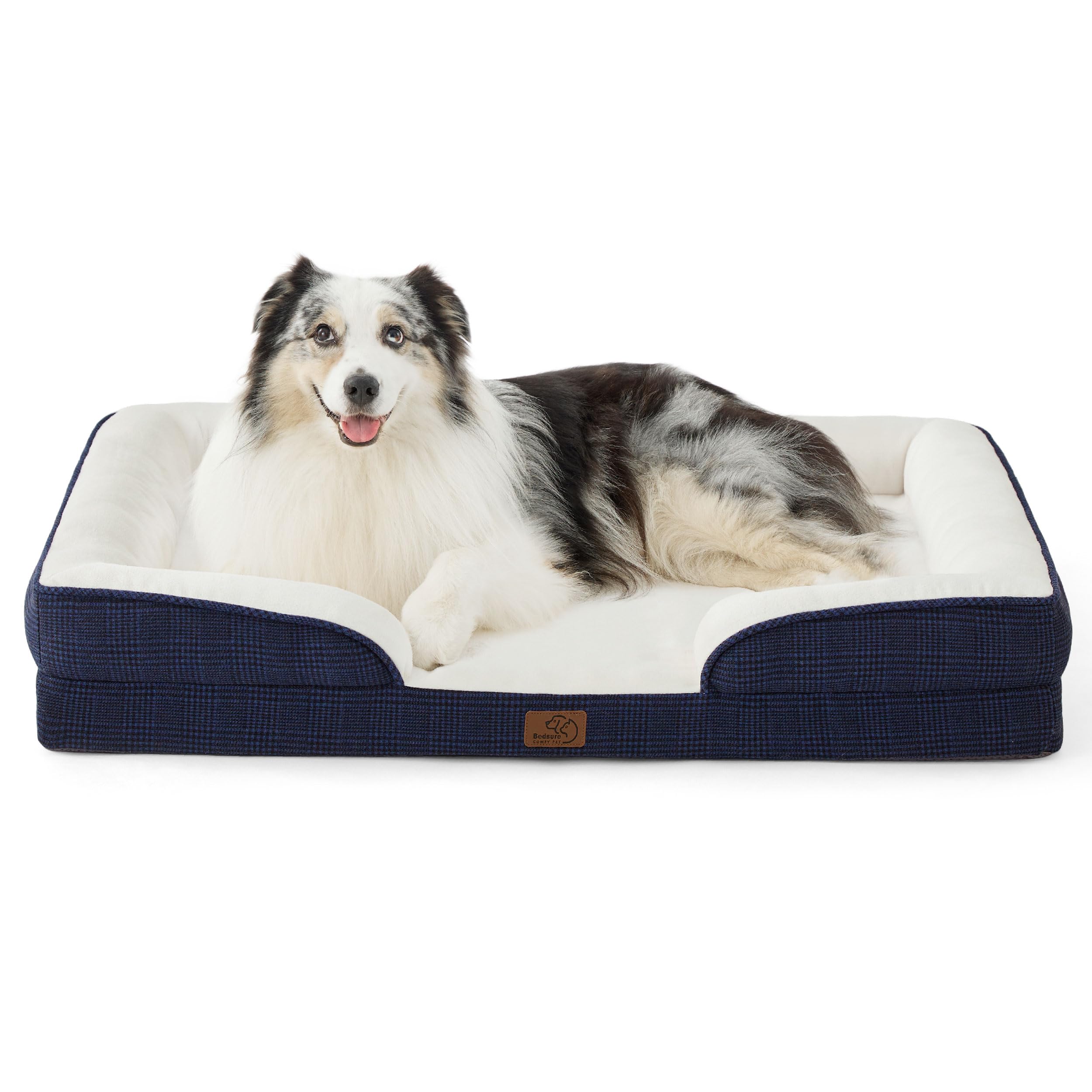 Bedsure Orthopedic Dog Bed - Washable Bolster Dog Cat Sofa Beds, Supportive Foam Pet Couch Bed with Removable Washable Cover, Waterproof Lining and Nonskid Bottom