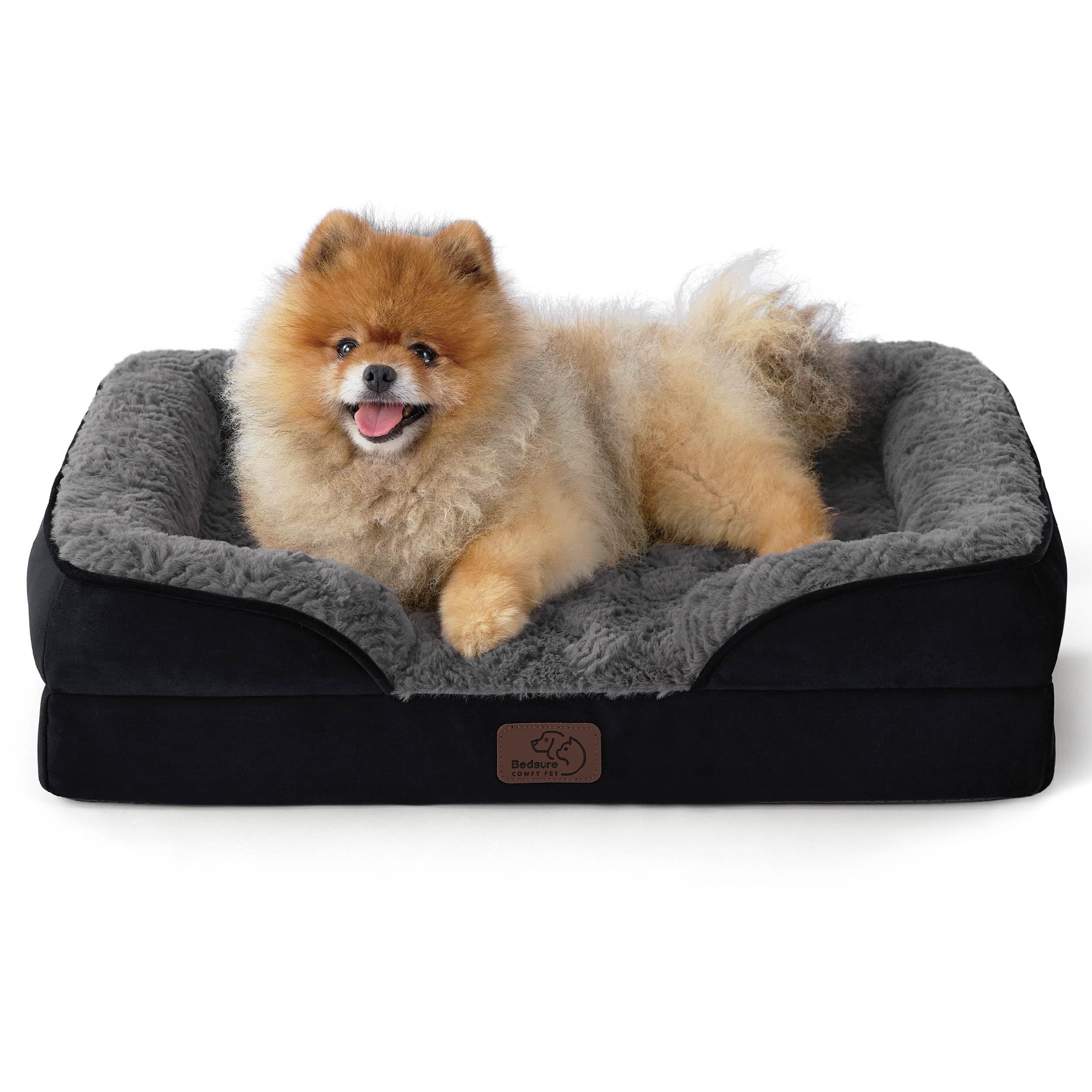 Bedsure Orthopedic Dog Bed - Washable Bolster Dog Cat Sofa Beds, Supportive Foam Pet Couch Bed with Removable Washable Cover, Waterproof Lining and Nonskid Bottom
