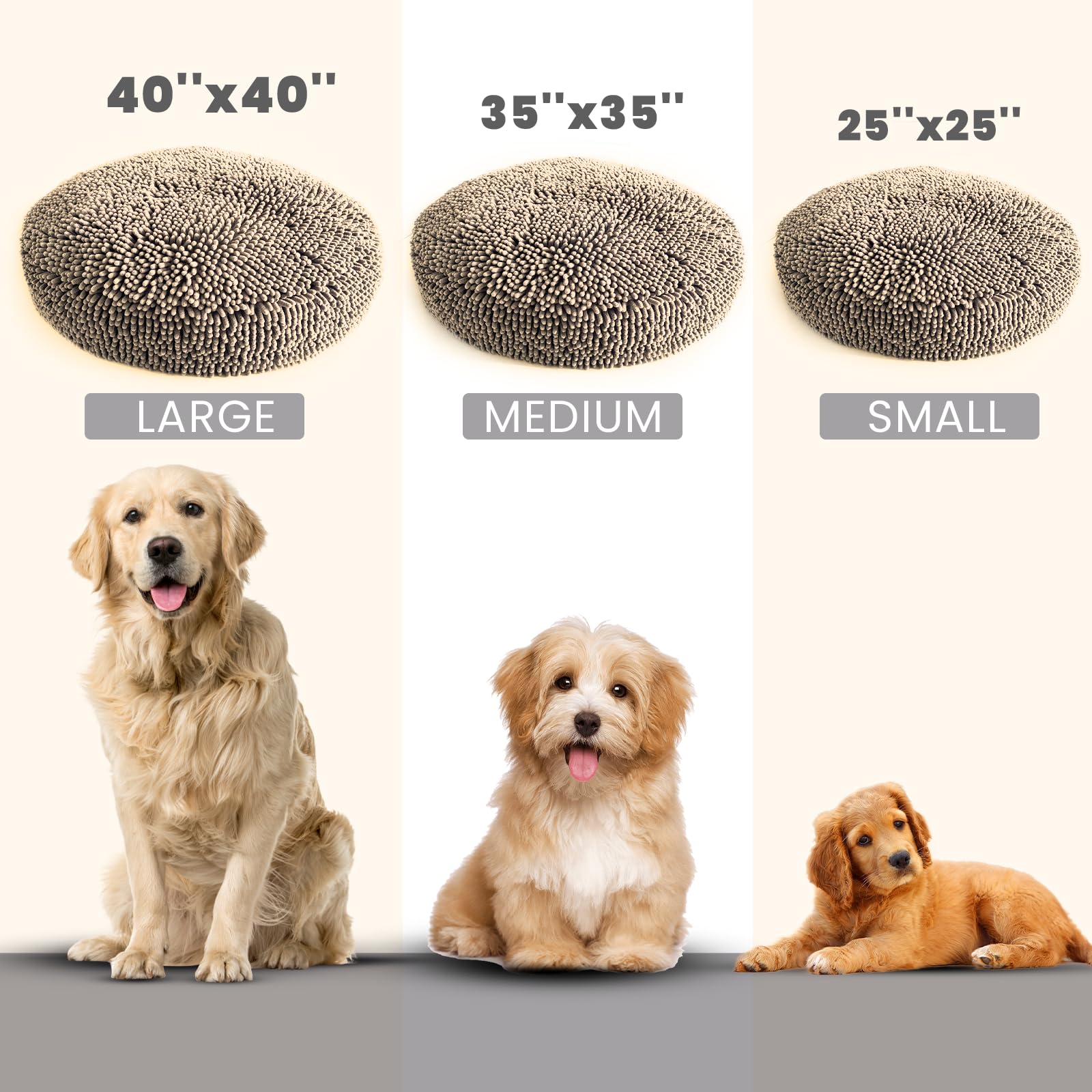 Muddy Mat® Cloud K-9 Bed for Dogs & Cats, Soft & Relaxing Donut Dog Bed, Chenille Material, Removable Cover, Washable & Dryer Safe