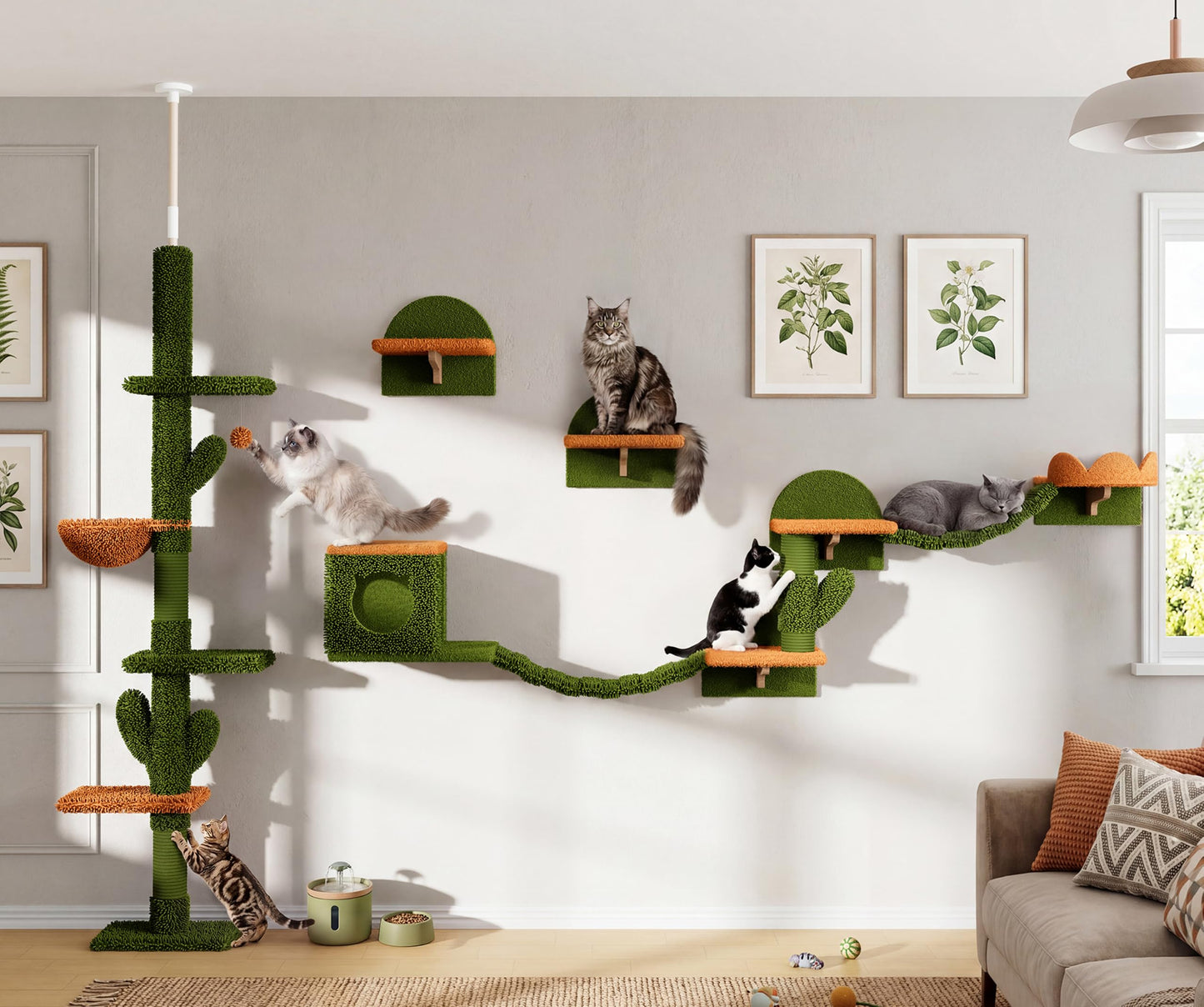 Wall Mounted Cat Shelves Furniture Set Plush Climbing Perches