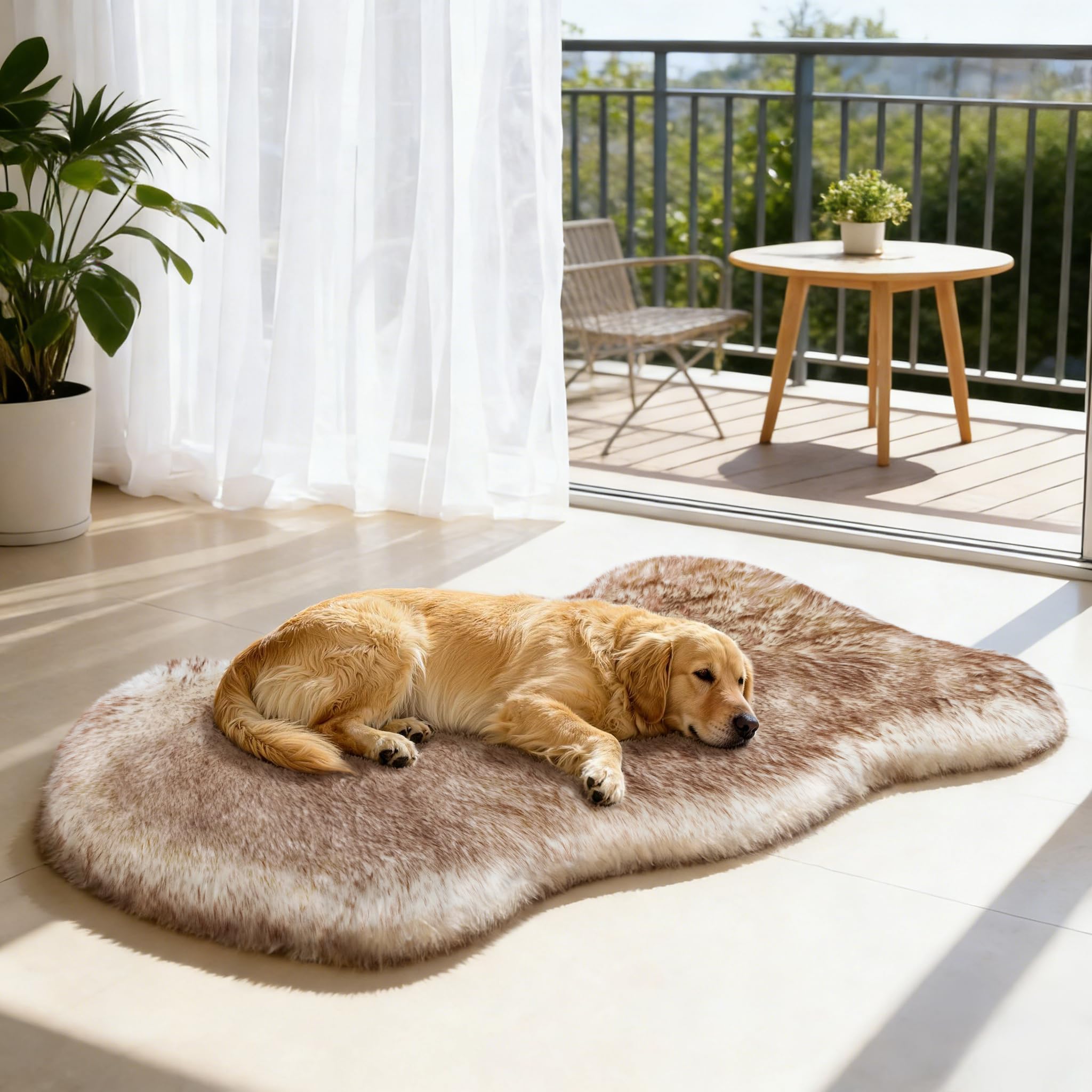 Welfibr 40"×24"×1.97" Luxury Fluffy Faux Fur Dog Bed, Ultra Soft Plush Pet Rug, Washable Cozy Pad with Non-Slip Bottom, Supportive & Warm Sleeping Mat for Medium & Large Dogs, Joint-Friendly Pet Bed