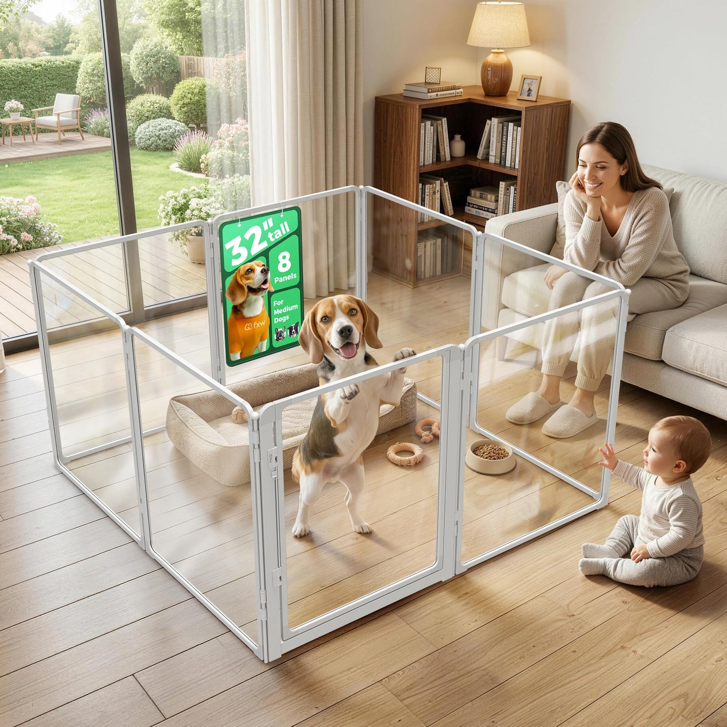Acrylic Indoor Dog Playpen Metal Frame Heavy Duty Puppy Fence