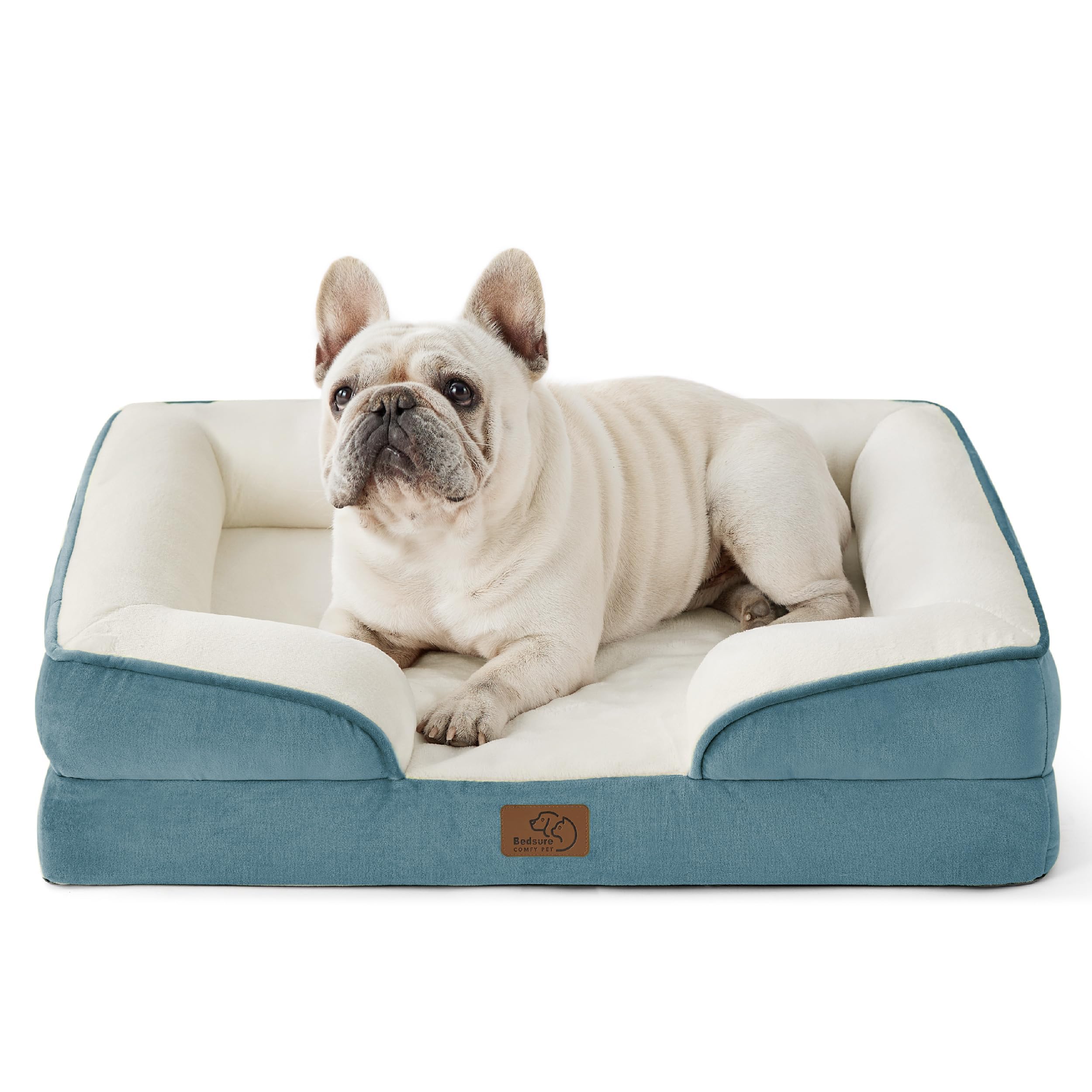 Bedsure Orthopedic Dog Bed - Washable Bolster Dog Cat Sofa Beds, Supportive Foam Pet Couch Bed with Removable Washable Cover, Waterproof Lining and Nonskid Bottom