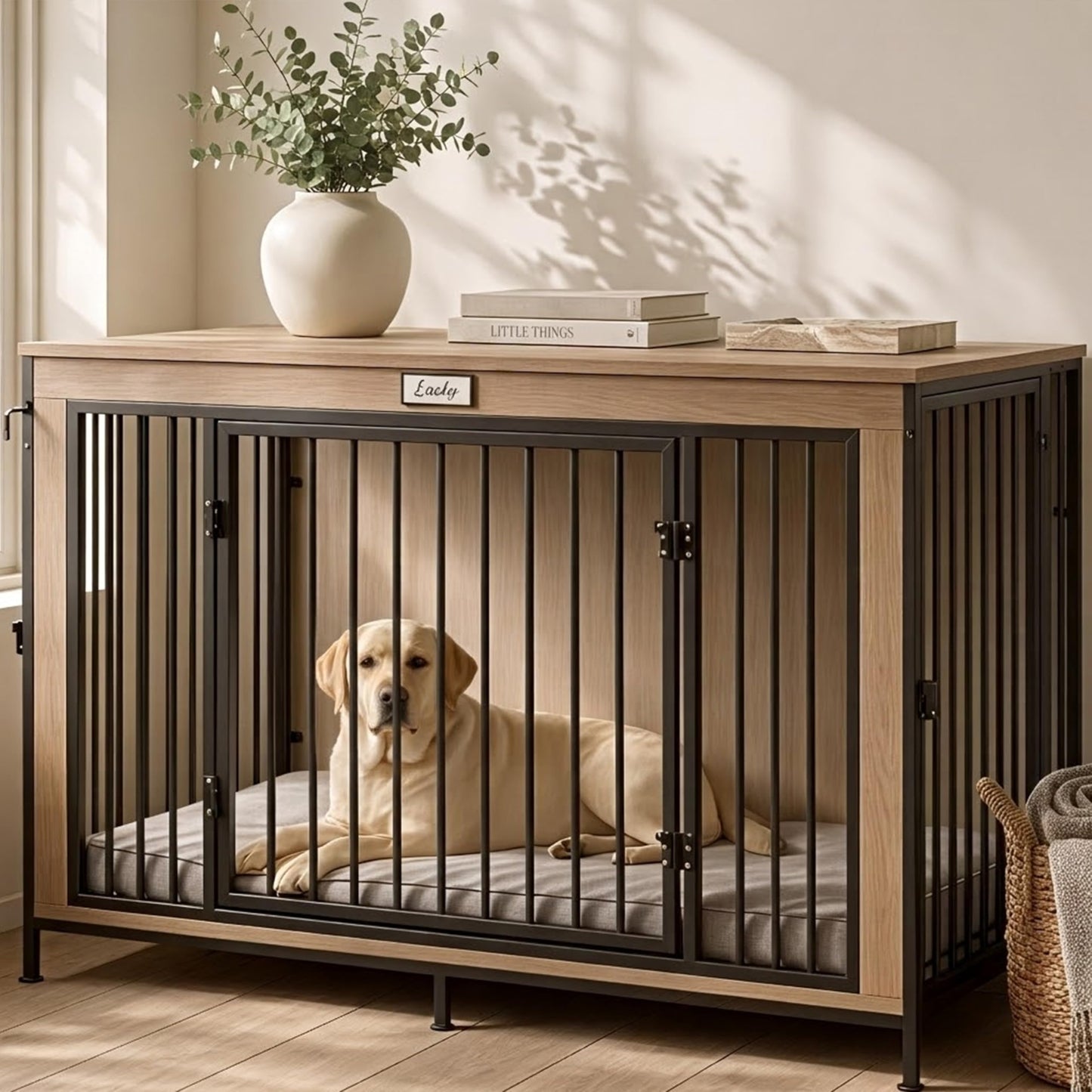 Dog Crate Furniture End Table Wooden Indoor Kennel