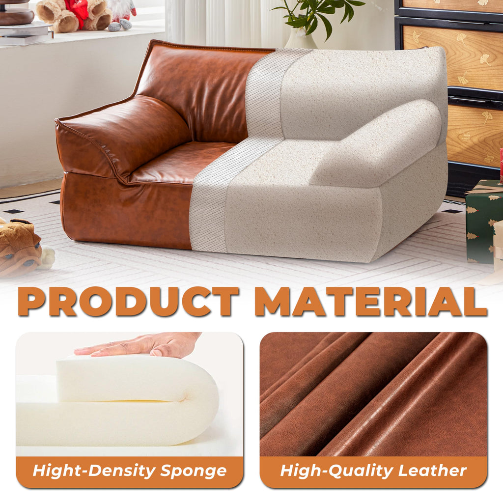 ATJafurn Leather Dog Couch Bed for Small Medium and Large Dogs, Brown Mid Century Modern Elevated Cat Sofa Bed Luxurious Indoor Furniture Style Pet Supplies for Puppy