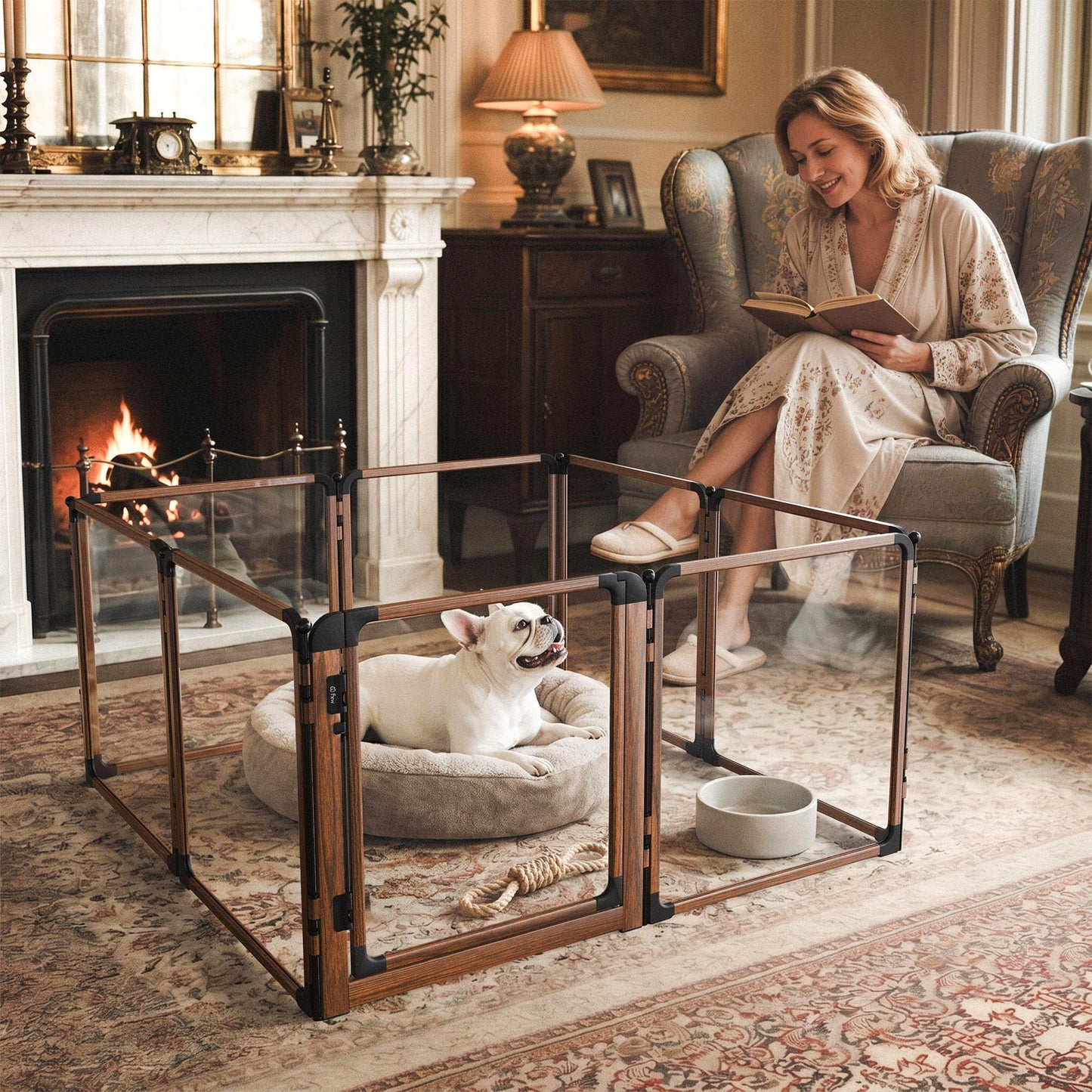 Acrylic Indoor Dog Playpen Metal Frame Heavy Duty Puppy Fence