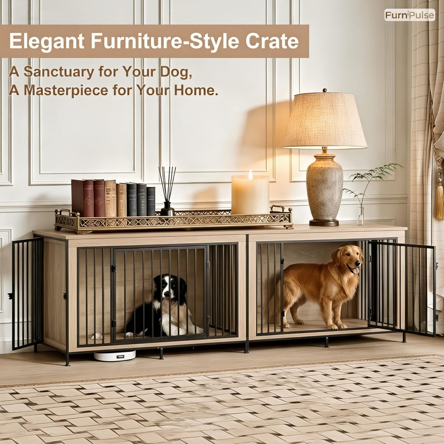 Dog Crate Furniture End Table Wooden Indoor Kennel