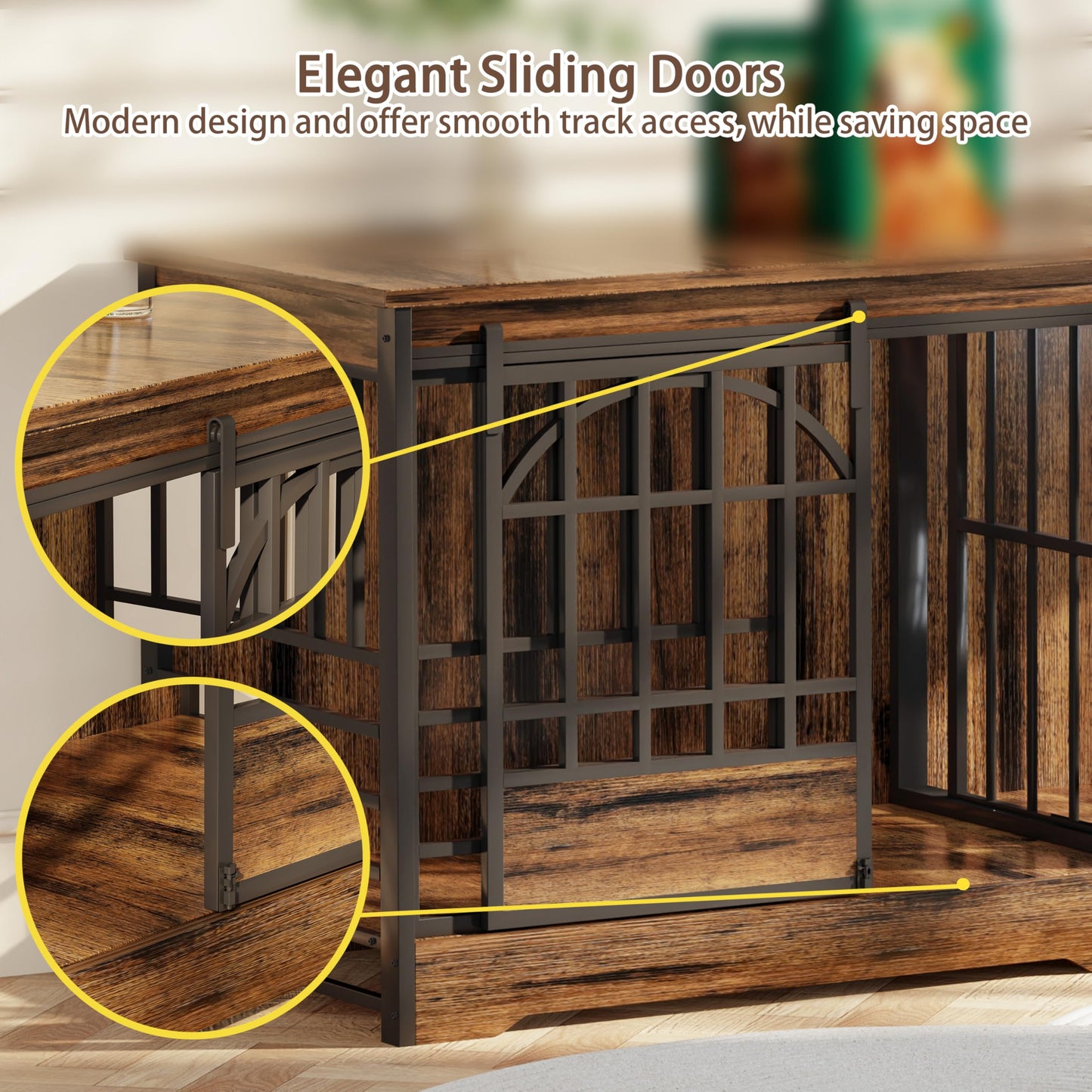 Double Dog Crate Furniture XL Indoor Kennel Divider TV Stand