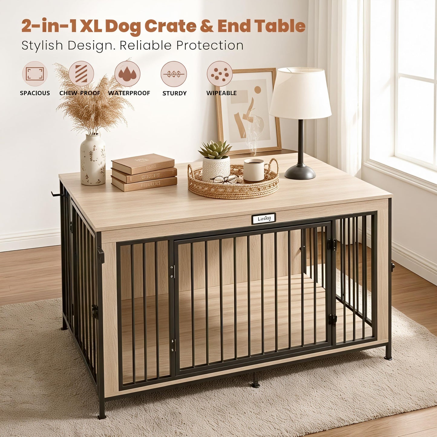 Dog Crate Furniture End Table Wooden Indoor Kennel