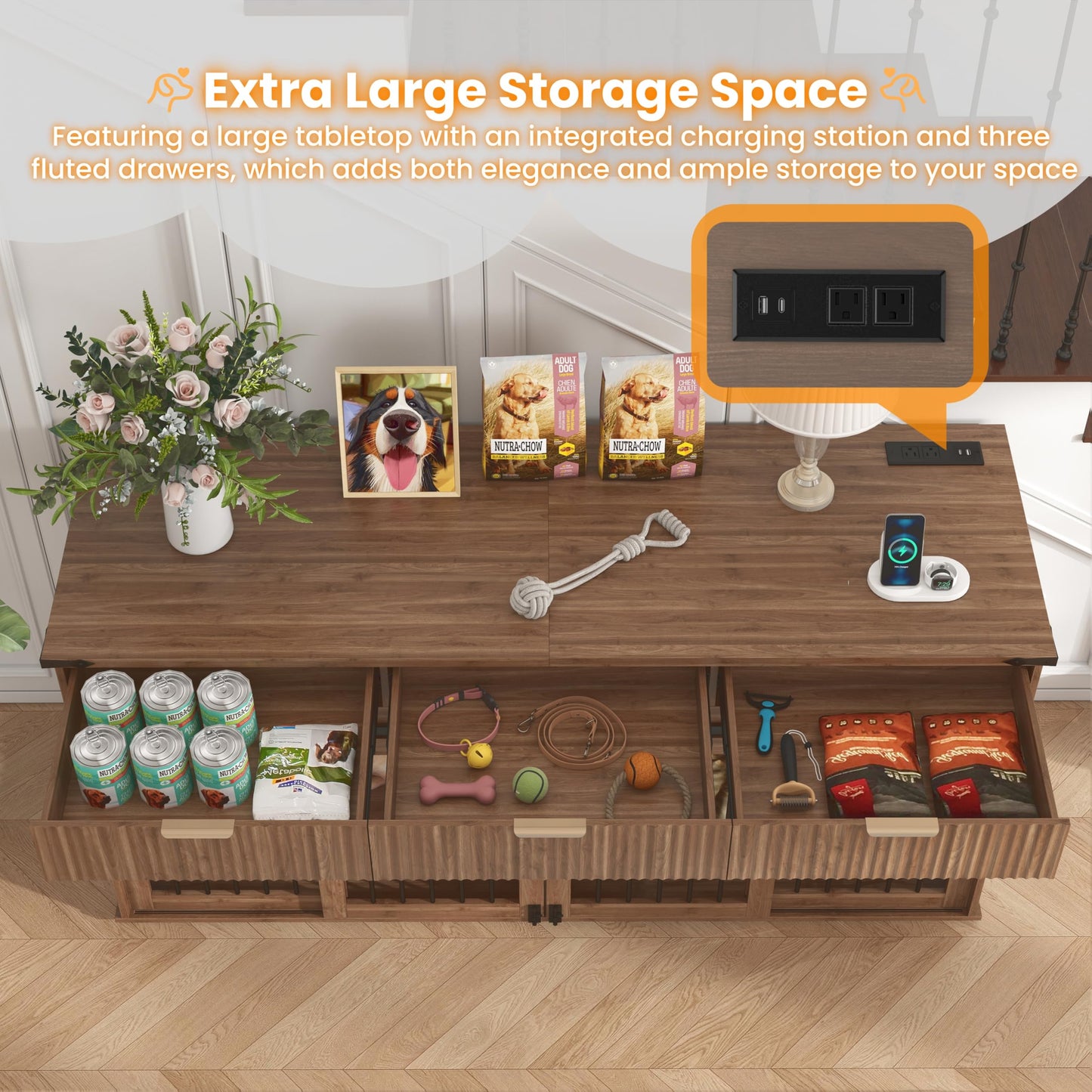 Double Dog Crate Furniture Cedar Wood Sliding Barn Door Walnut