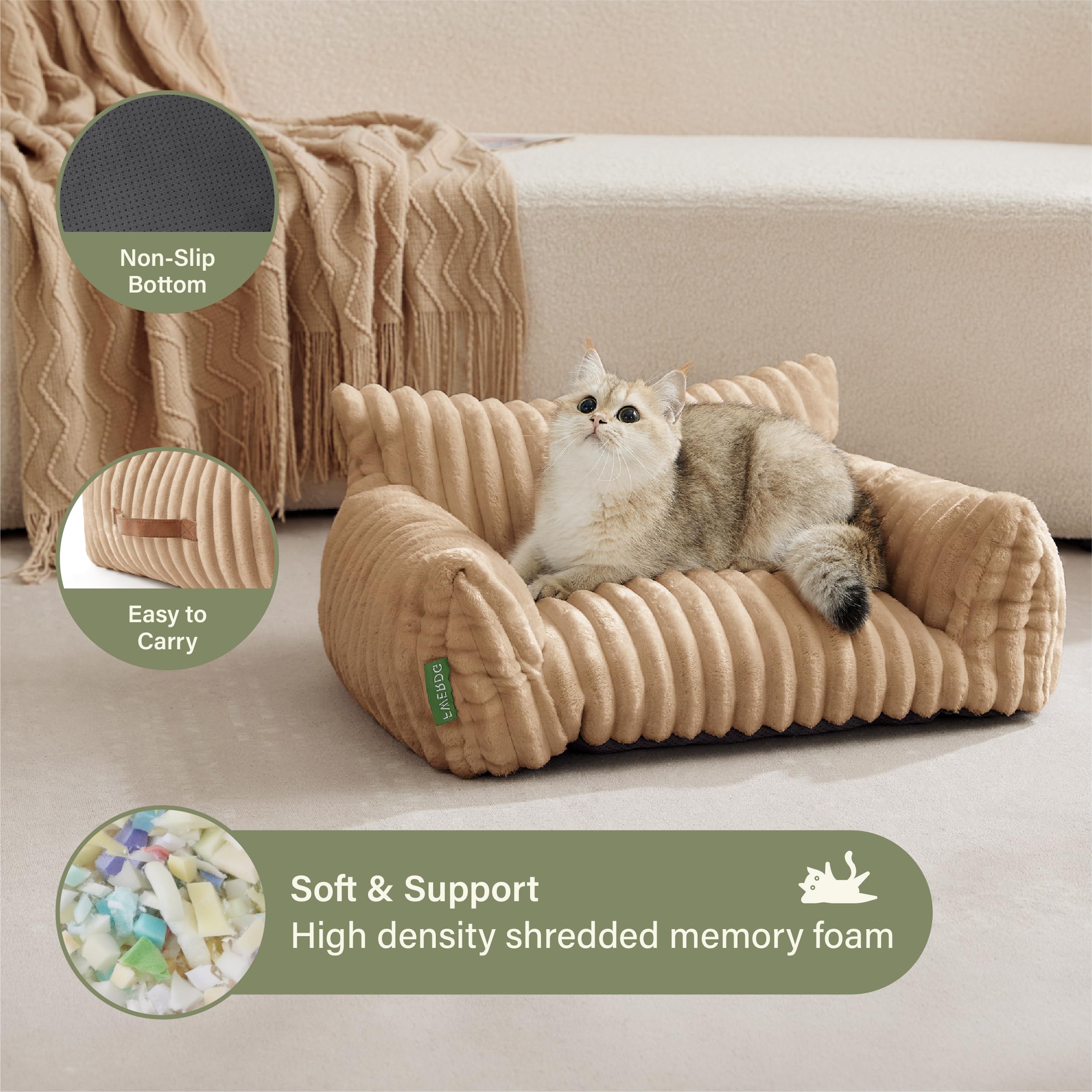 FWERDG Cute Couch Bed for Pets, Supportive Cat Sofa for Indoor Cats, Dog Sofa Bed for Dogs