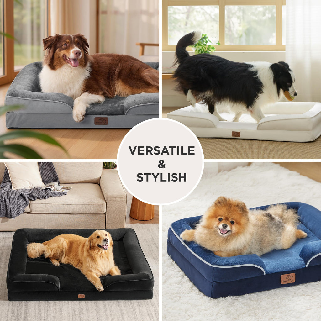 Bedsure Orthopedic Dog Bed - Washable Bolster Dog Cat Sofa Beds, Supportive Foam Pet Couch Bed with Removable Washable Cover, Waterproof Lining and Nonskid Bottom
